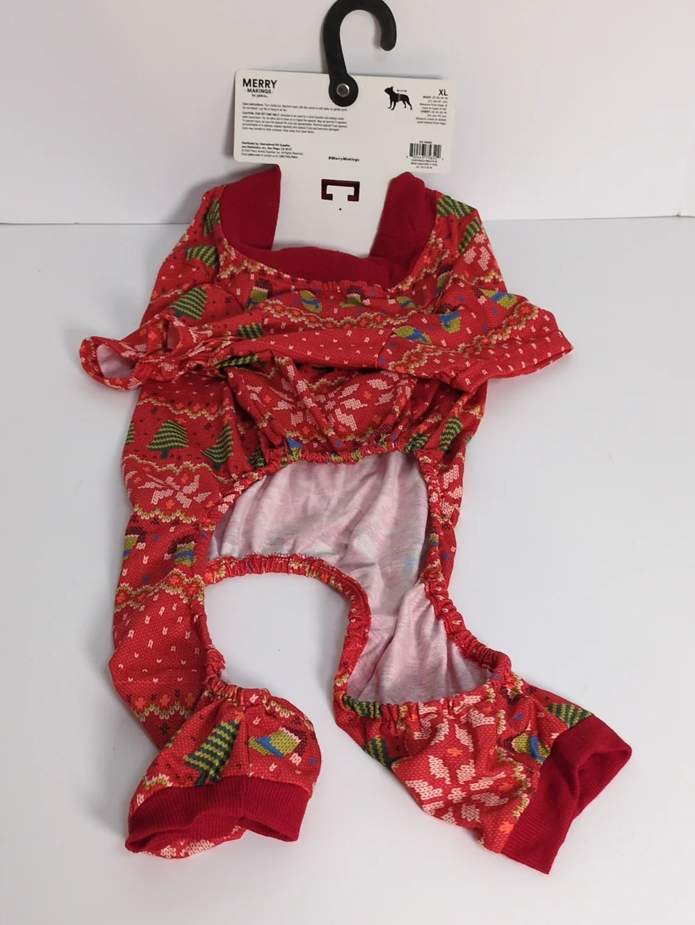 NWT Merry Makings Extra Large Red Fair Isle Pickle Pet Pajamas Dog Jumpsuit